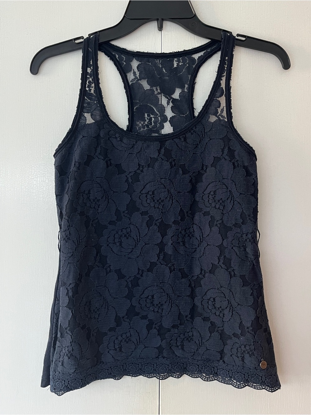 abercrombie kids Navy Floral Lace Racerback Tank